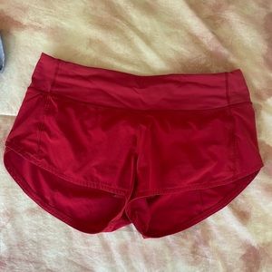 Red Lululemon Speed up shorts